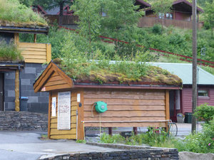 Our camp site in Bergen.  Check out the roofs of their buildings (3)
