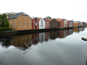 Wooden Warehouses on Nidelva River Trondheim Norway restored after fire & decay (2)