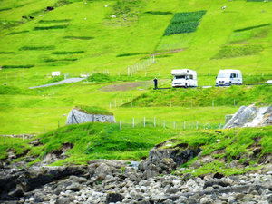 Our camping spot in Gjogv on Eysturoy in the Faroe Islands