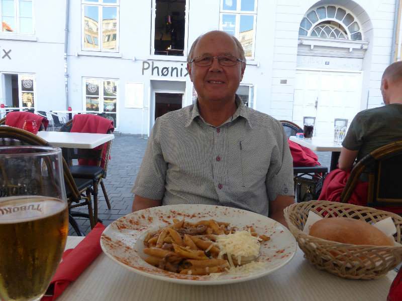 Tom  enjoying dinner in central Copenhagen