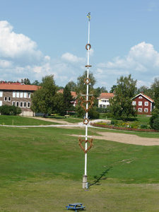 Maypoles used during the Midsummer festival in Leksand in Dalarna Region Sweden (2)