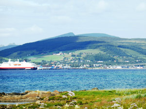 Hurtigruten liner in front of Bridge north of Sortland Vesteralen Islands (5)