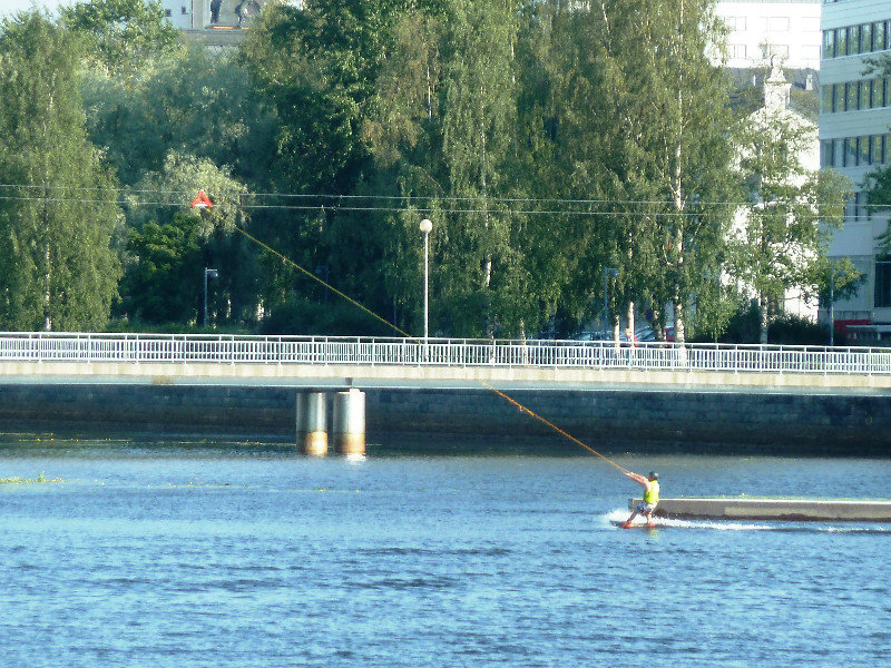 Zip-line water skiing in Oulu Finland (1)