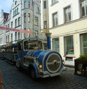 Tourist train in Tallinn Old Town Estonia (1)