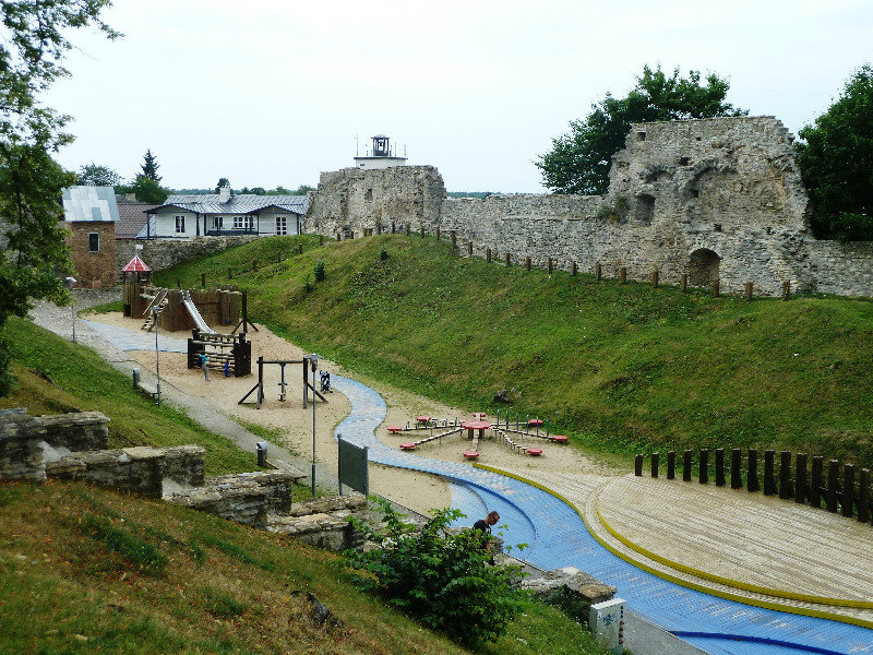 Childrens playground in Haapsalu Episcopal Castle on west coast of Estonia (1)
