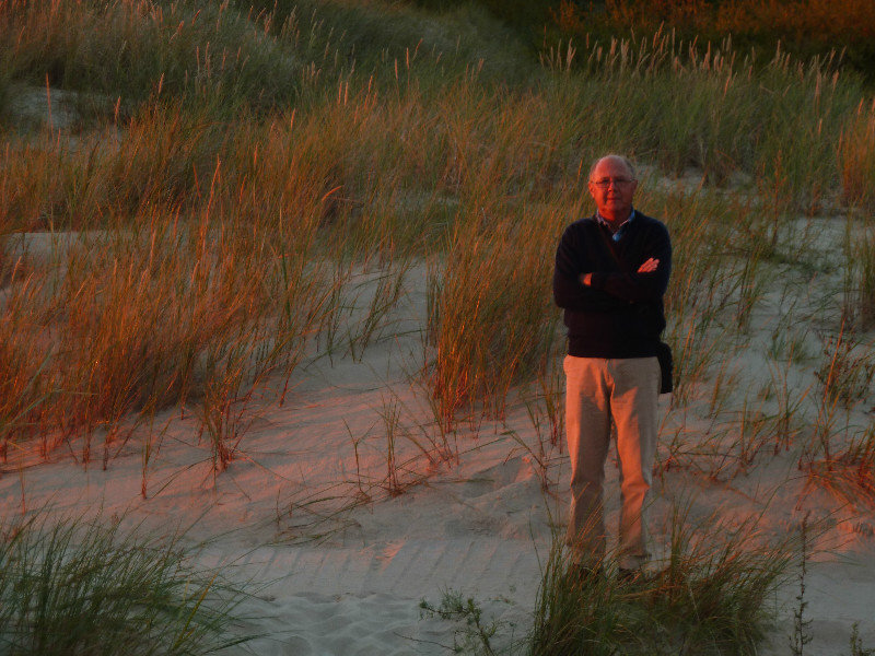 Tom on his birthday at our camp site beach at sunset in Liepaja Latvia