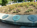 Central Rose Square with sister city plaques in Liepaja Latvia