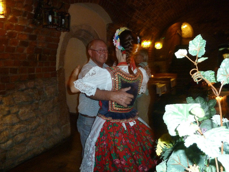 Krakow Old Town Poland - Folk Music Show in Tradycyja Restaurant on Market Square  - Tom dancing