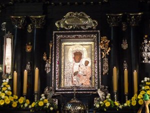 The Image of Our Lady of Jasna Gora in the cathedral of the Shrine and Monastery in central Poland - Blessed Virgin Mary