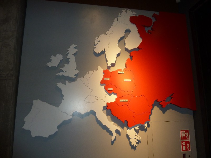 Solidarity Museum in Gransk in north Poland coast - map where the Iron Curtain was in Europe