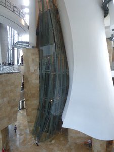 Bilbao in northern Spain - Guggenheim Museum inside looking down into the foyer from the 1st level (2)