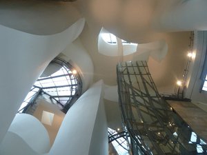 Bilbao in northern Spain - Guggenheim Museum inside looking up to the ceiling (1)