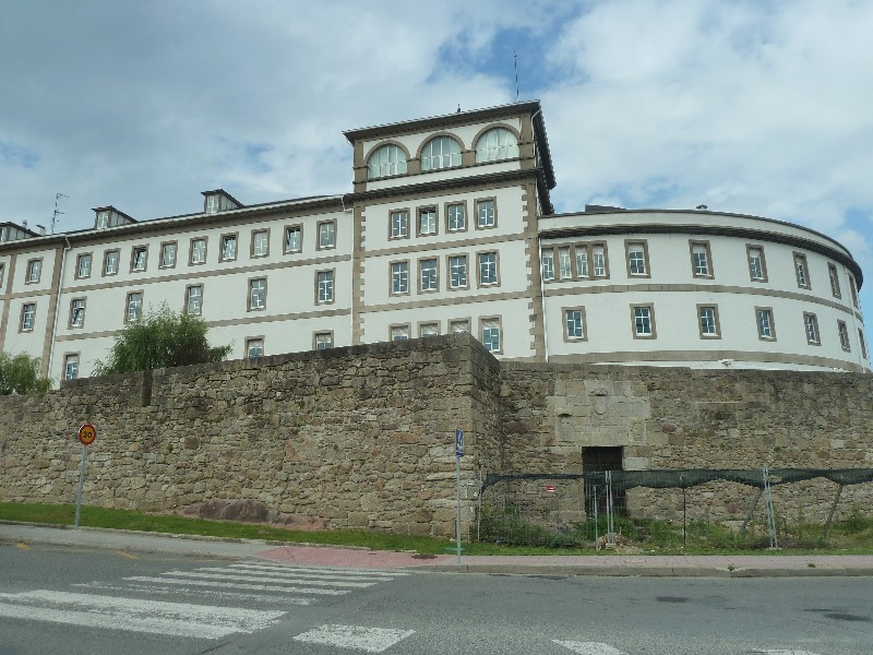 A Coruna on western coast of Spain - hospital and part of old town wall