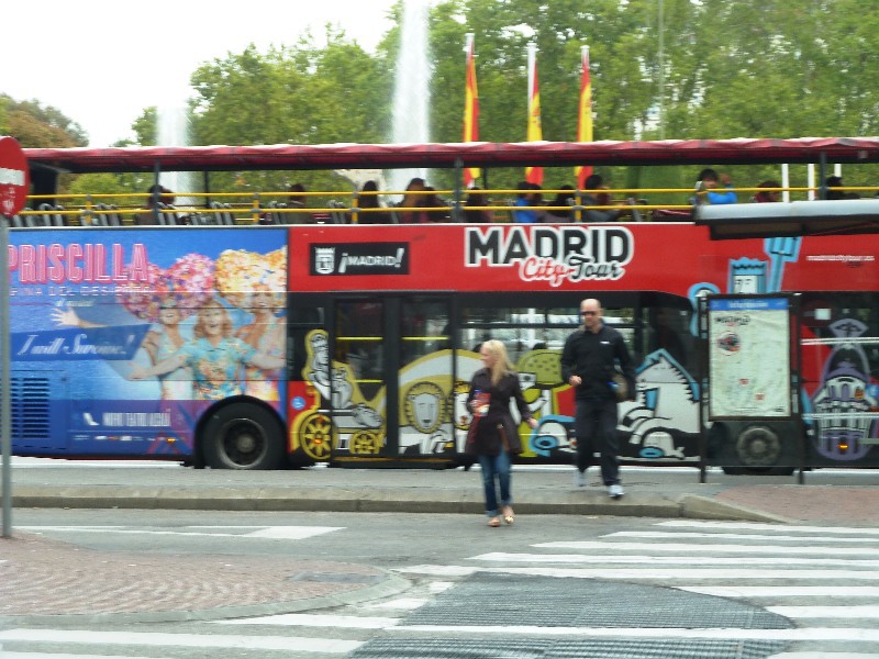 Madrid Spain 14 to 17 October 2014 - bus advertising Pracilla, Queen of the Desert show