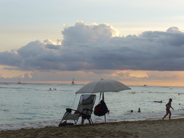 Waikiki Beach Oahu Hawaii - sunset at 7.30 pm (2)
