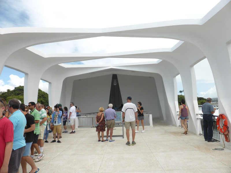 On the USS Arizona Memorial at Pearl Harbour