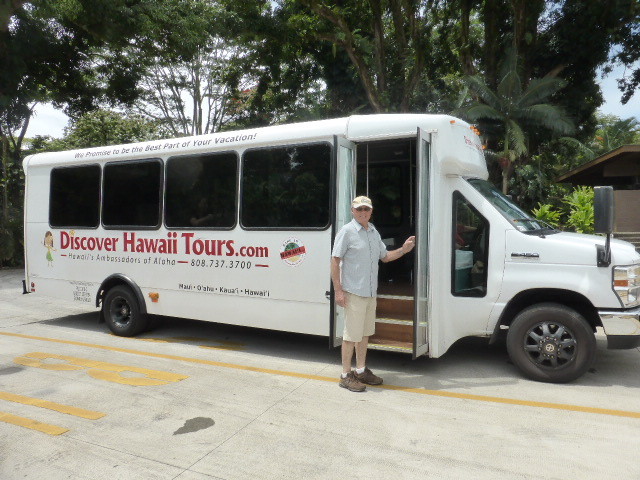 Tom in front of our bus