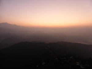 Sunrise on the Himalayan Range from Sarangkot near Pokhara 1 Dec 2015 - looking directly at sun (10)
