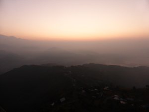 Sunrise on the Himalayan Range from Sarangkot near Pokhara 1 Dec 2015 - looking directly at sun (11)