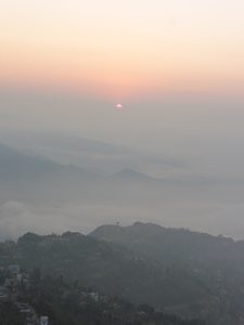 Sunrise on the Himalayan Range from Sarangkot near Pokhara 1 Dec 2015 - looking directly at sun (13)
