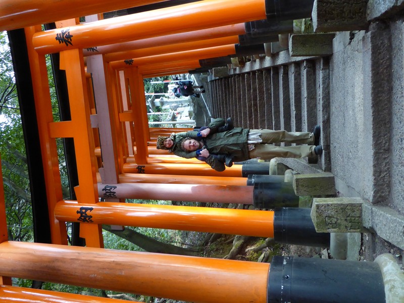 Fantastic Uncle Adam to hel Gemma's tired legs at the Fushimi Inari Taisha Shrine