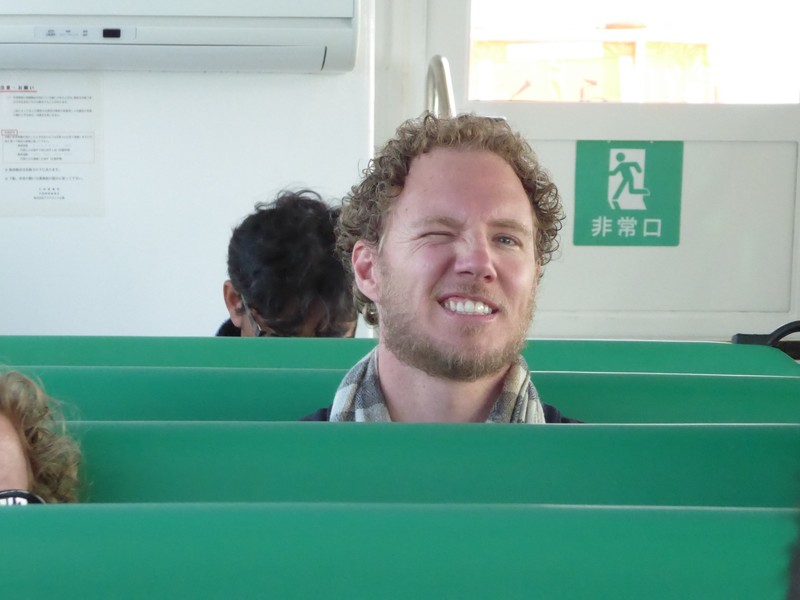Adam on the Ferry to Miyajima Island