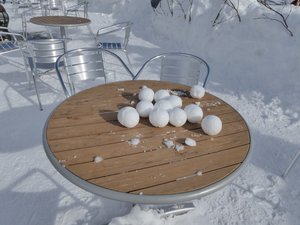 Our gondolo ride - snowballs on the table