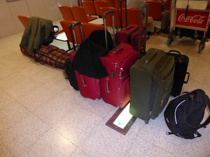 Our luggage ready to catch the bus to Tomamu from airport