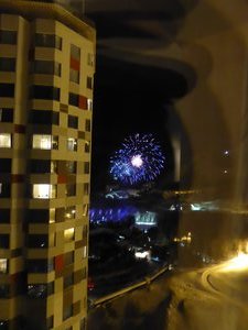 See fireworks at Ice Village from our room