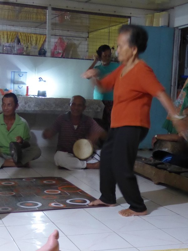 On elder showing us traditional dance at Iban Village