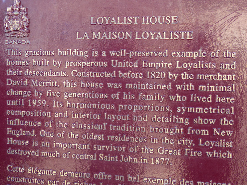 Loyalists House 1810 in St John (2)