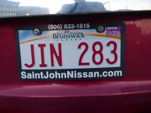 New Brunswick Number plate