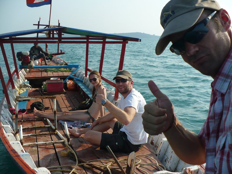 Andy the German, with  us in the background sailing back to Sihanoukville