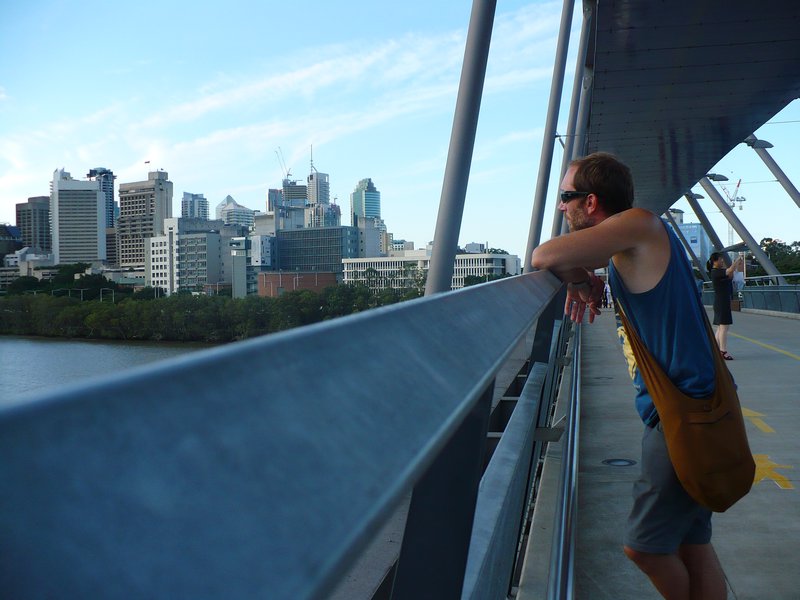Checking out the views on the bridge in Brisbane
