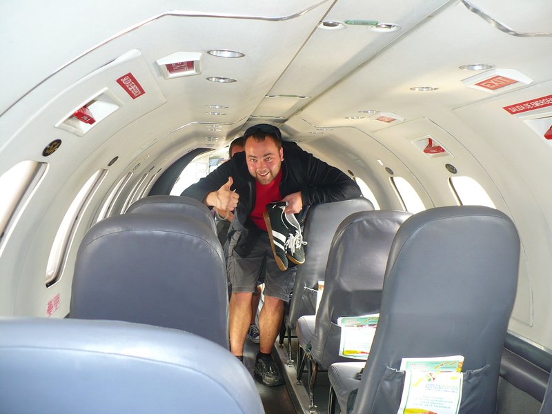 The flight to the Amazon was a little cramped... Bjorn is only 4ft tall anyway