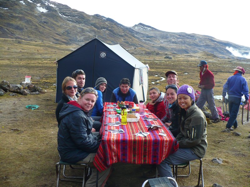 Breakfast on the second morning of the Lares Trail