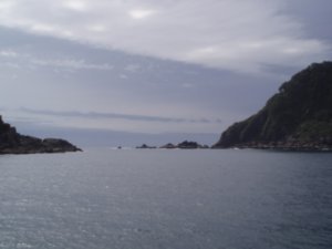At the mouth of the fjord, looking towards the Tasman Sea