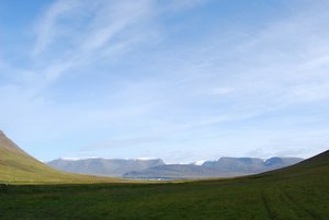 View across Dyrafjordur to the mountains beyond