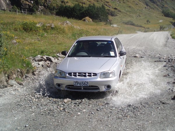 The mighty Hyundai fords a raging torrent