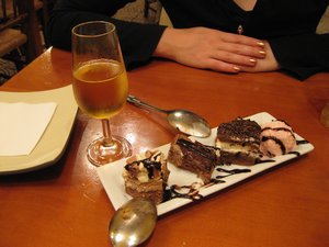 Pudding and a glass of moscatel from nearby Chipiona