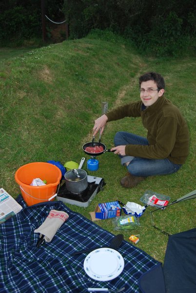 Cooking dinner at the campsite