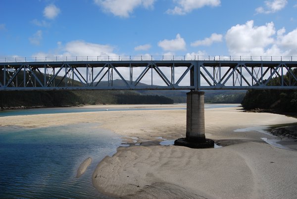 Rail bridge over a ria, Galicia