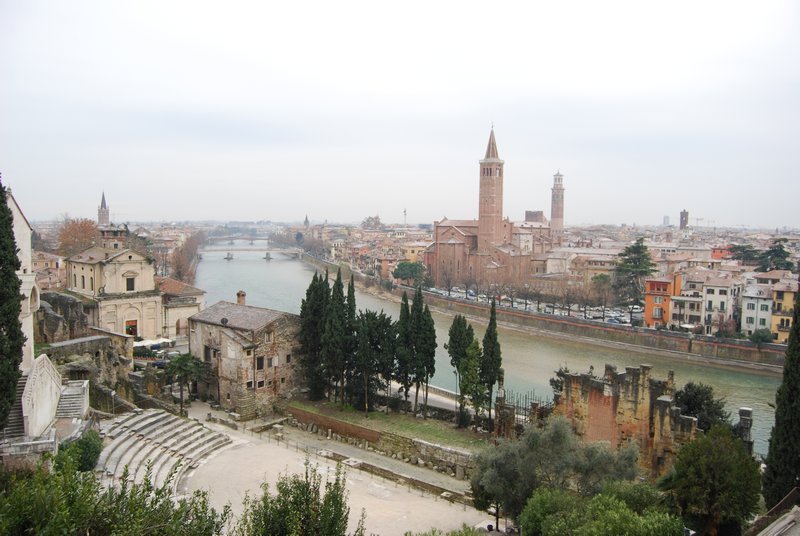 Adige River and Verona from the Roman theatre