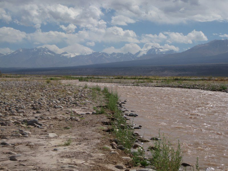 The Andes as seen from the river in Barreal