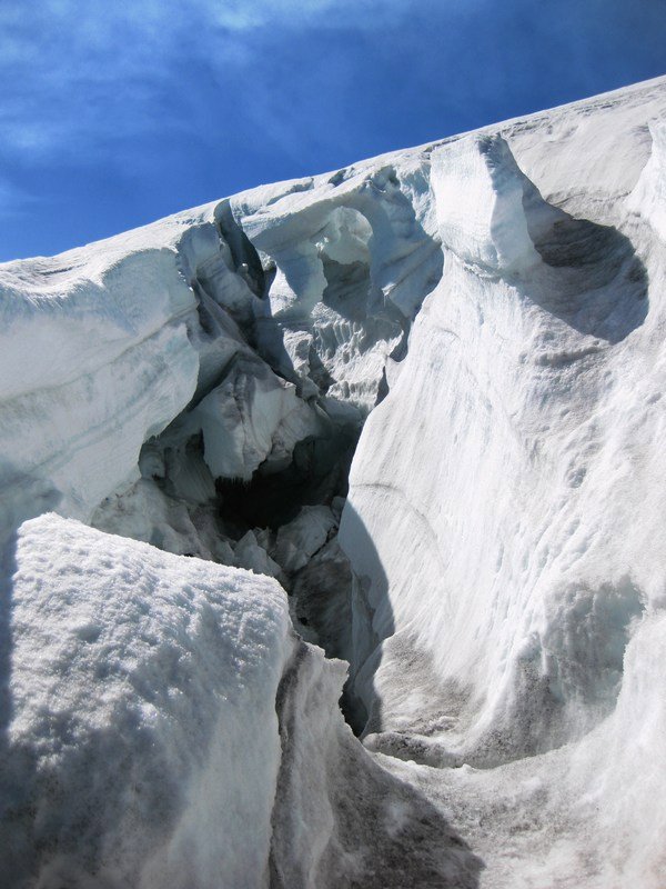 Deep crevasses in Villarrica's ice cap