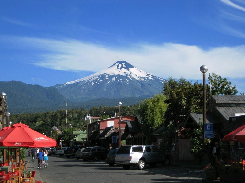 Villarrica from the centre of Pucon