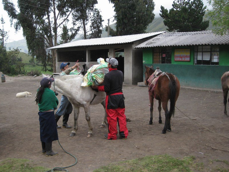 Loading up the pack horses in Guarguallá
