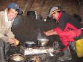 Juan and Fabián preparing dinner