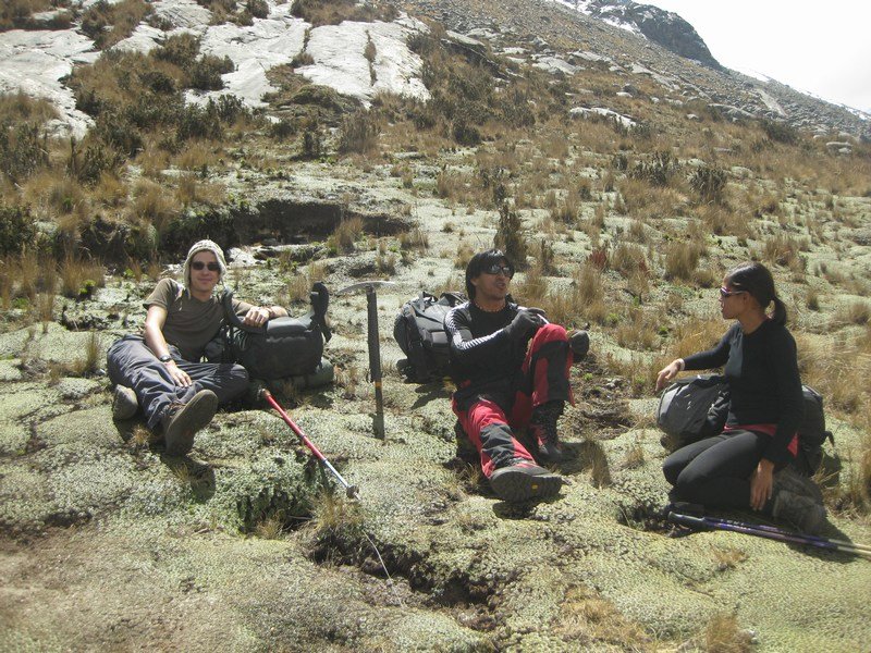 Having a rest on the steep climb to base camp