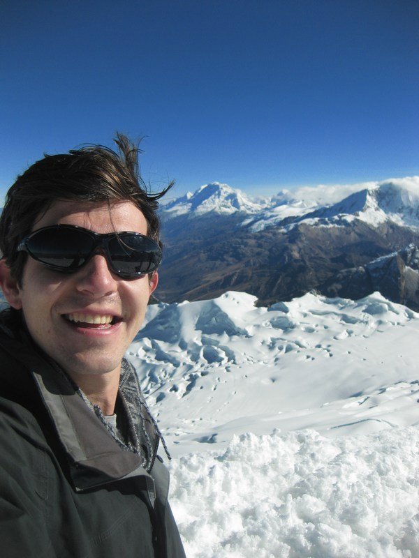 At the summit, Huascarán in the background